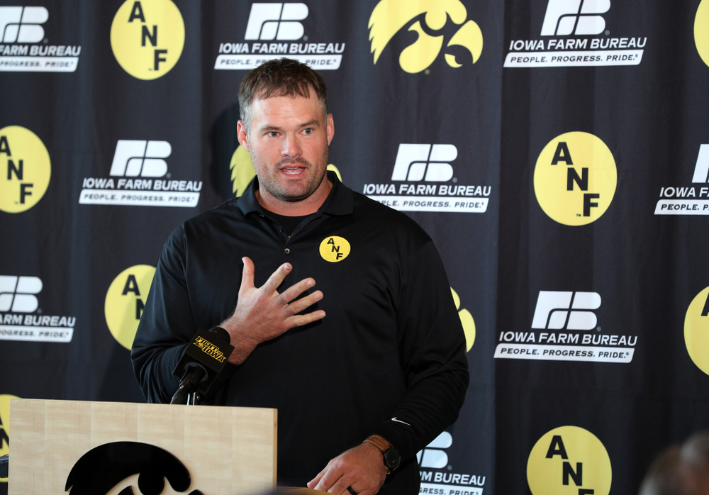 ANF Honoree Matt Kroul addresses the media Tuesday, October 8, 2019 at the Hansen Football Performance Center. (Brian Ray/hawkeyesports.com)