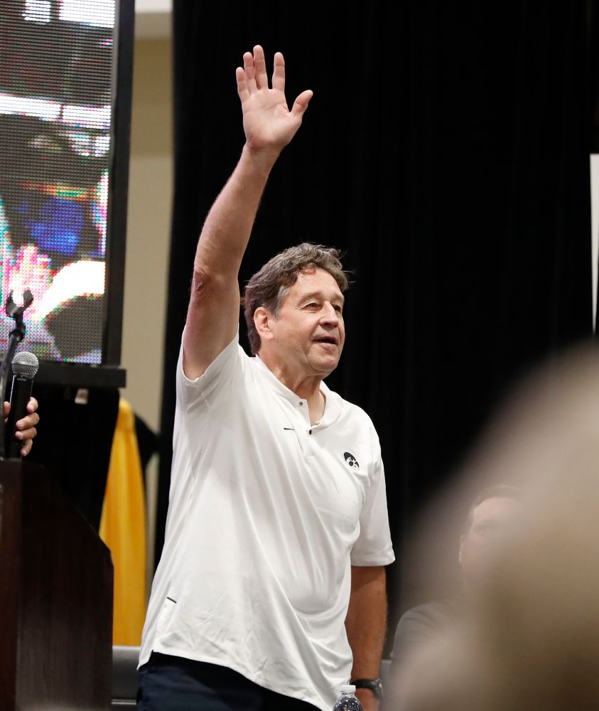 The 1983 Hawkeye Football Coaching Staff at Fry Fest Friday, August 31, 2018 in Coralville. (Brian Ray/hawkeyesports.com)