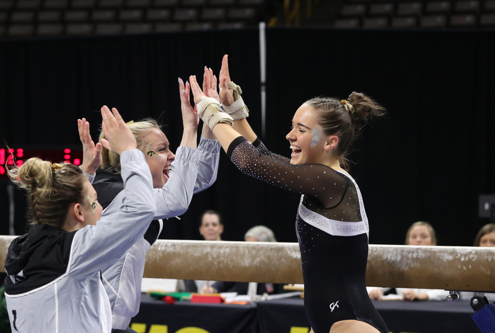 Iowa's Allie Gilchrist competes on the beam against the Rutgers Scarlet Knights Saturday, January 26, 2019 at Carver-Hawkeye Arena. (Brian Ray/hawkeyesports.com)