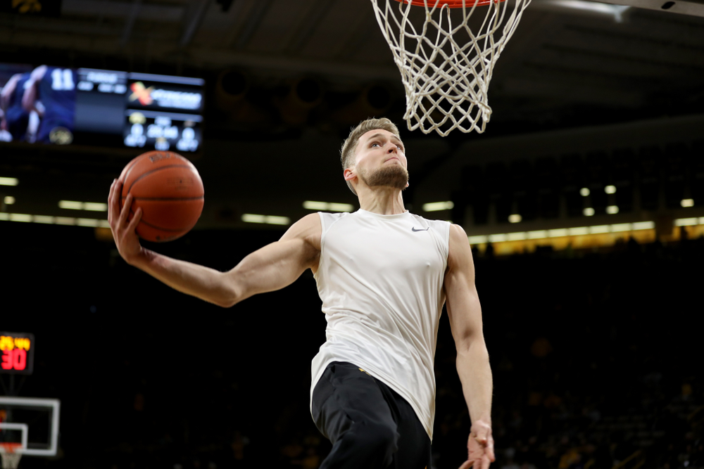 Iowa Hawkeyes forward Riley Till (20) against the Purdue Boilermakers Tuesday, March 3, 2020 at Carver-Hawkeye Arena. (Brian Ray/hawkeyesports.com)