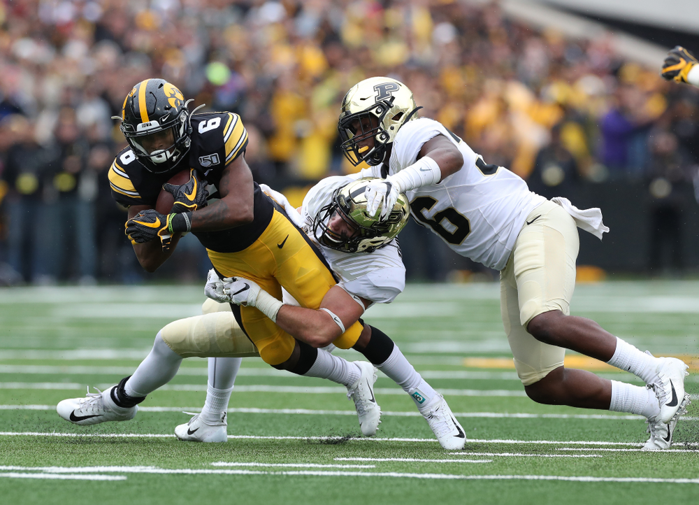 Iowa Hawkeyes wide receiver Ihmir Smith-Marsette (6) against the Purdue Boilermakers Saturday, October 19, 2019 at Kinnick Stadium. (Brian Ray/hawkeyesports.com)