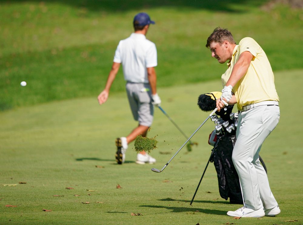 Iowa’s Alex Schaake hits from the fairway during the third day of the Golfweek Conference Challenge at the Cedar Rapids Country Club in Cedar Rapids on Tuesday, Sep 17, 2019. (Stephen Mally/hawkeyesports.com)