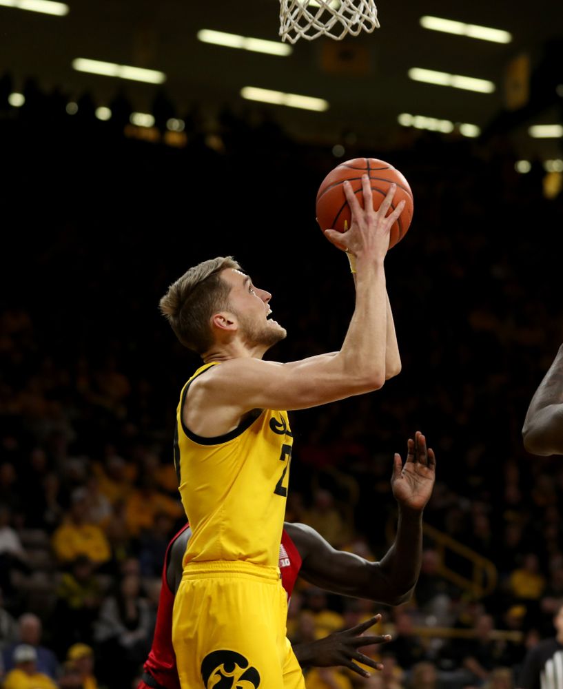Iowa Hawkeyes forward Riley Till (20) against the Nebraska Cornhuskers Saturday, February 8, 2020 at Carver-Hawkeye Arena. (Brian Ray/hawkeyesports.com)