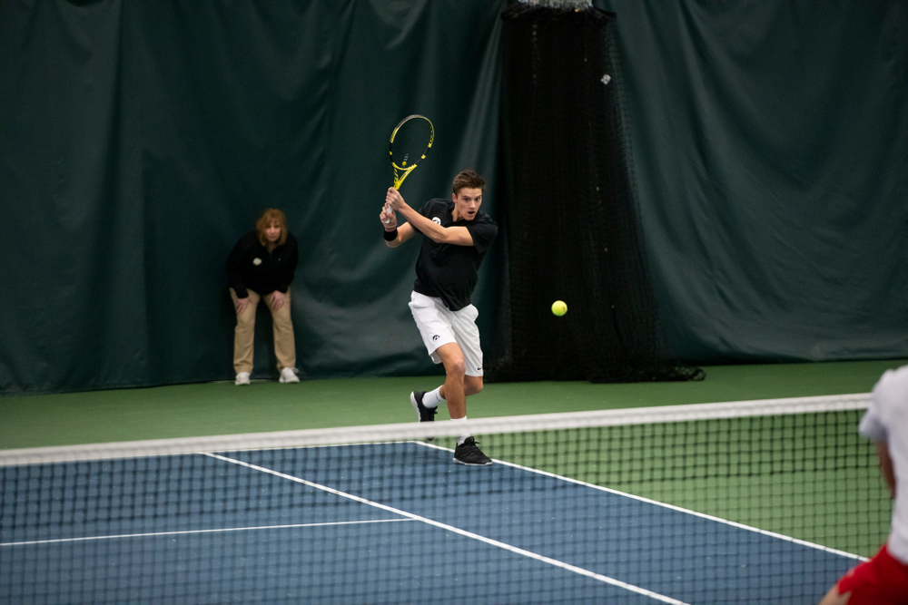 The Iowa men's tennis team competes against Cornell in The Rise Tennis Center in Ithaca, NY on Sunday, Feb. 24, 2019.