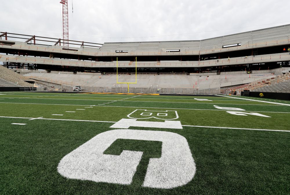 The new north end zone from the north 30 yard-line Wednesday, June 6, 2018 at Kinnick Stadium. (Brian Ray/hawkeyesports.com)