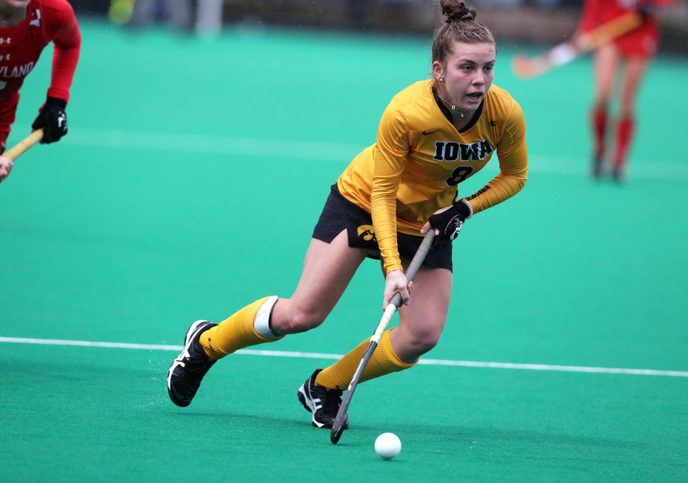 Iowa Hawkeyes Nikki Freeman (8) against Maryland during the championship game of the Big Ten Tournament Sunday, November 4, 2018 at Lakeside Field in Evanston, Ill. (Brian Ray/hawkeyesports.com)