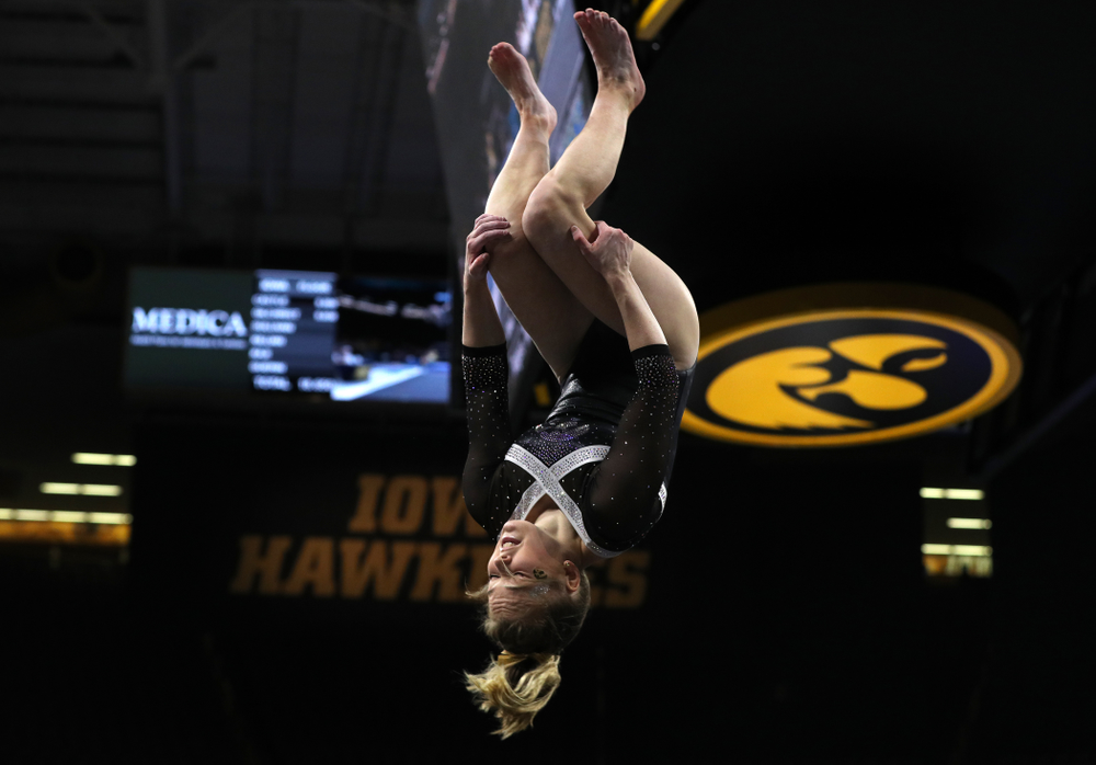 Iowa's Charlotte Sullivan competes on the floor against the Rutgers Scarlet Knights Saturday, January 26, 2019 at Carver-Hawkeye Arena. (Brian Ray/hawkeyesports.com)