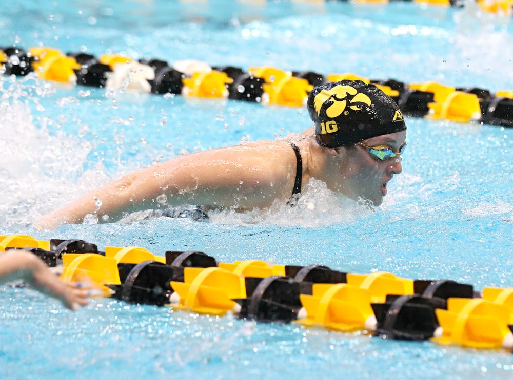 Iowa’s Georgia Clark swims the women’s 200 yard individual medley preliminary event during the 2020 Women’s Big Ten Swimming and Diving Championships at the Campus Recreation and Wellness Center in Iowa City on Thursday, February 20, 2020. (Stephen Mally/hawkeyesports.com)