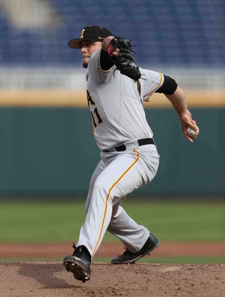 Iowa Hawkeyes Cole McDonald (11) against the Indiana Hoosiers in the first round of the Big Ten Baseball Tournament Wednesday, May 22, 2019 at TD Ameritrade Park in Omaha, Neb. (Brian Ray/hawkeyesports.com)