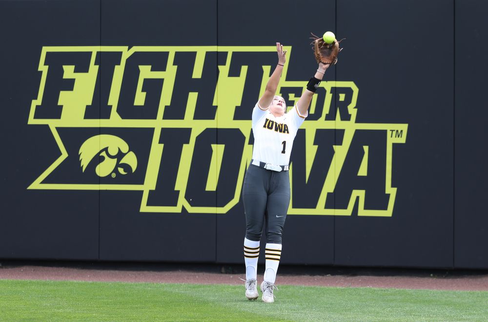 Iowa Hawkeyes Cameron Cecil (1) against the Ohio State Buckeyes on senior day Sunday, May 5, 2019 at Pearl Field. (Brian Ray/hawkeyesports.com)