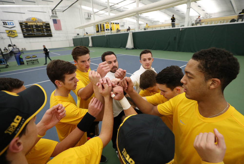 Iowa Hawkeyes head coach Ross Wilson and assistant coach Joey Manilla against the Butler Bulldogs Sunday, January 27, 2019 at the Hawkeye Tennis and Recreation Complex. (Brian Ray/hawkeyesports.com)