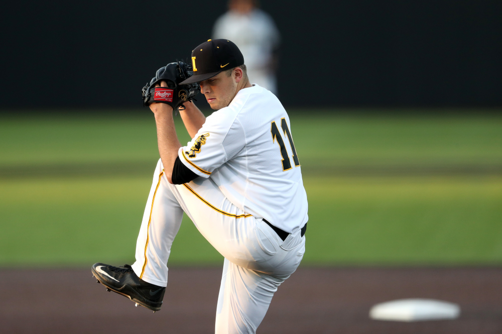 Iowa Hawkeyes Cole McDonald (11) during game one against UC Irvine Friday, May 3, 2019 at Duane Banks Field. (Brian Ray/hawkeyesports.com)