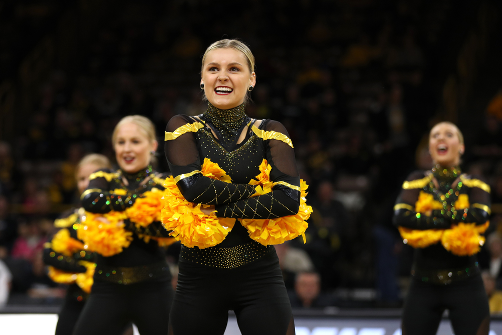 The Iowa Dance Team performs at halftime of the Iowa Hawkeyes game against the Nebraska Cornhuskers Thursday, January 3, 2019 at Carver-Hawkeye Arena. (Brian Ray/hawkeyesports.com)