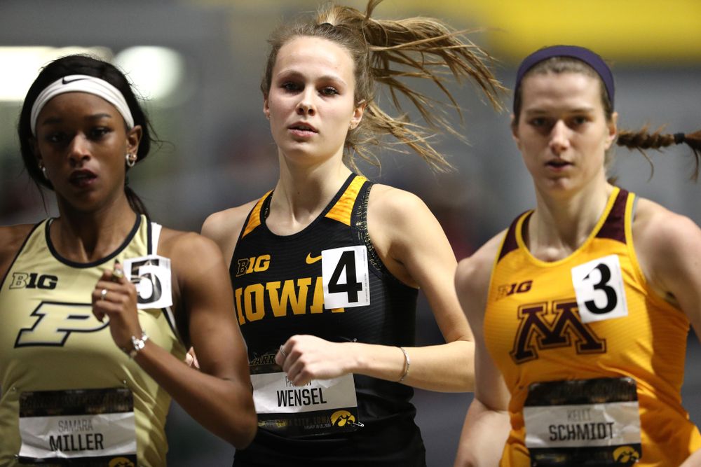 Iowa's Payton Wensel runs the 600 meter premier during the 2019 Larry Wieczorek Invitational Friday, January 18, 2019 at the Hawkeye Tennis and Recreation Center. (Brian Ray/hawkeyesports.com)