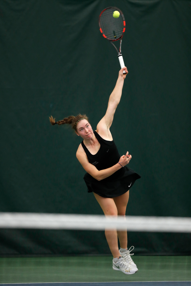 Anastasia Reimchen against Ohio State Sunday, March 25, 2018 at the Hawkeye Tennis and Recreation Center. (Brian Ray/hawkeyesports.com)