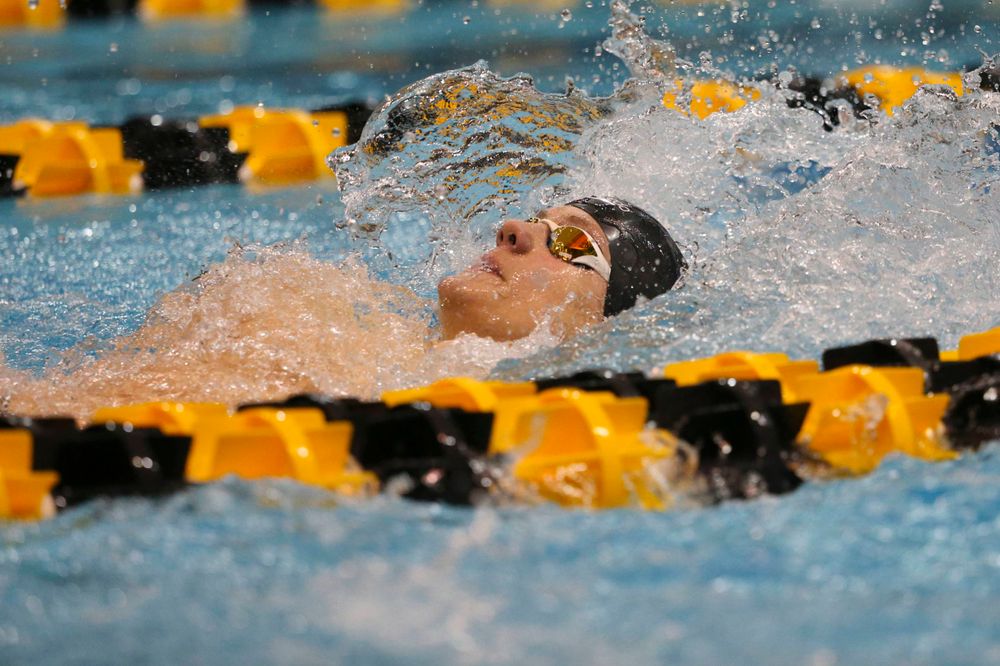 Iowa's Kenneth Meade at the 200-yard backstroke race Saturday, March 2, 2019 at the Campus Recreation and Wellness Center. (Lily Smith/hawkeyesports.com)
