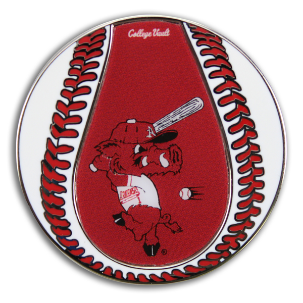 Arkansas Razorbacks Baseball Shaped Pitching Ribby Collector Pin ...