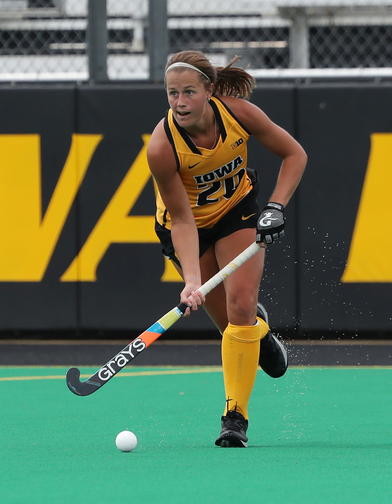 Iowa Hawkeyes Sophie Sunderland (20) during an exhibition game against Northwestern Saturday, August 24, 2019 at Grant Field. (Brian Ray/hawkeyesports.com)