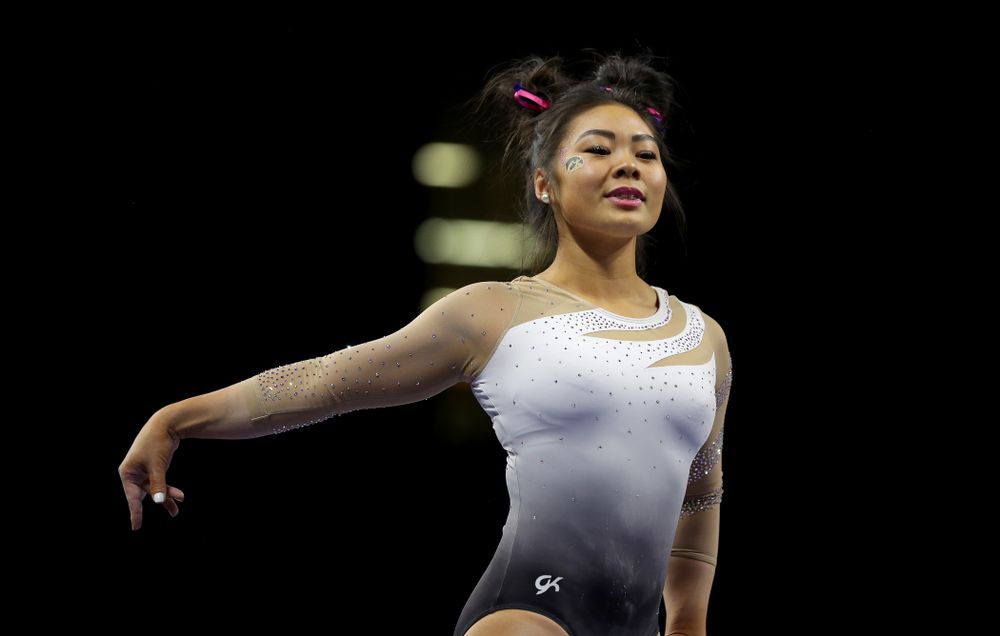 IowaÕs Clair Kaji competes on the beam against Ball State and Air Force Saturday, January 11, 2020 at Carver-Hawkeye Arena. (Brian Ray/hawkeyesports.com)