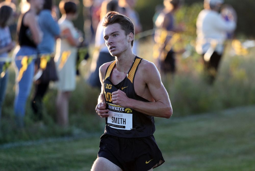 IowaÕs Spencer Smith runs in the 2019 Hawkeye Invitational Friday, September 6, 2019 at the Ashton Cross Country Course. (Brian Ray/hawkeyesports.com)