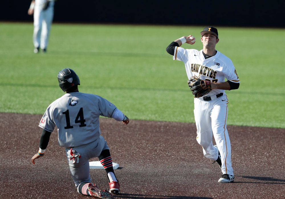 Iowa Hawkeyes infielder Kyle Crowl (23) against Northern Illinois Tuesday, April 17, 2018 at Duane Banks Field. (Brian Ray/hawkeyesports.com)
