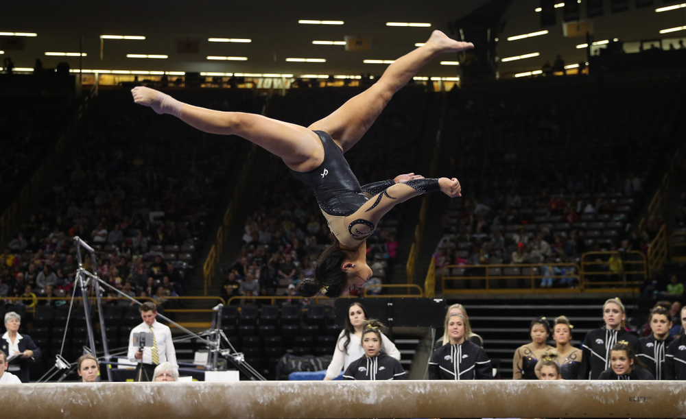 Iowa's Clair Kaji competes on the beam during their meet against Southeast Missouri State Friday, January 11, 2019 at Carver-Hawkeye Arena. (Brian Ray/hawkeyesports.com)