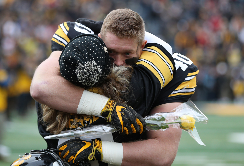 Iowa Hawkeyes defensive end Parker Hesse (40) during senior day activities before their game against the Nebraska Cornhuskers Friday, November 23, 2018 at Kinnick Stadium. (Brian Ray/hawkeyesports.com)