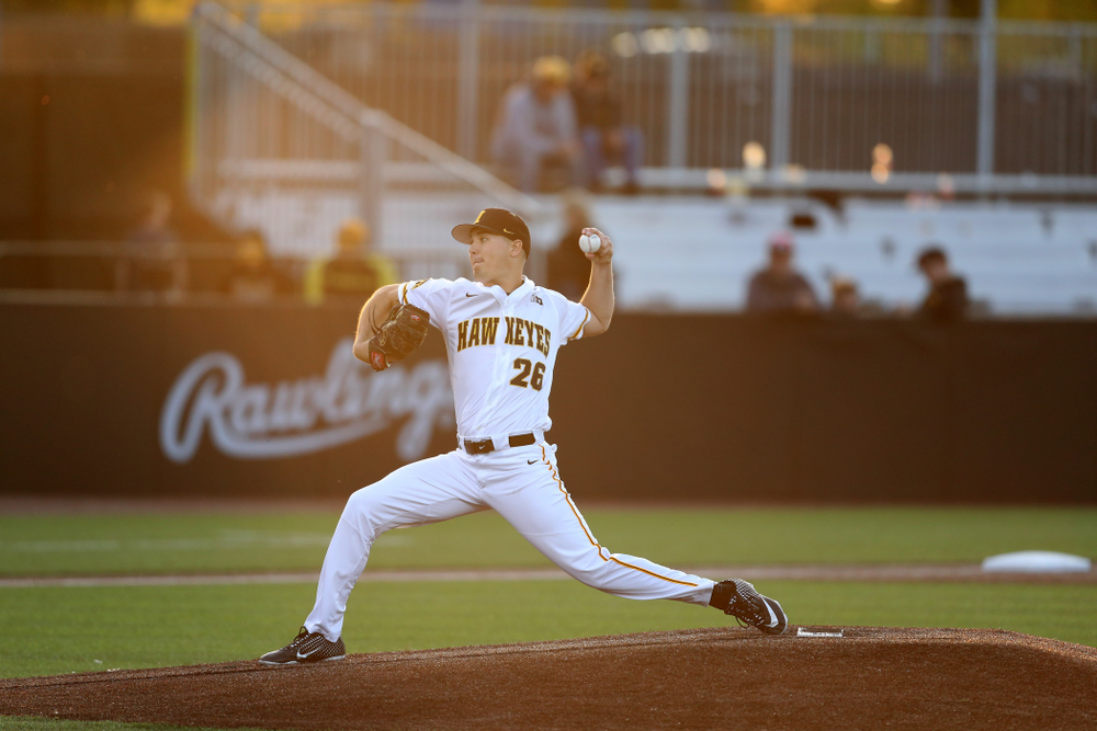 Iowa Hawkeyes Adam Ketelsen (26) against the Michigan State Spartans Friday, May 10, 2019 at Duane Banks Field. (Brian Ray/hawkeyesports.com)