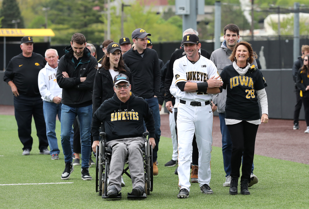 Iowa Hawkeyes Chris Whelan (28) during senior day festivities before their game against Michigan State Sunday, May 12, 2019 at Duane Banks Field. (Brian Ray/hawkeyesports.com)
