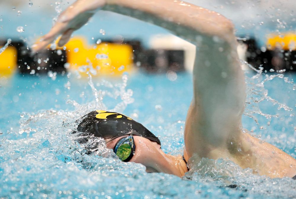 Iowa’s Samantha Sauer swims in the women’s 100 yard freestyle preliminary event during the 2020 Women’s Big Ten Swimming and Diving Championships at the Campus Recreation and Wellness Center in Iowa City on Saturday, February 22, 2020. (Stephen Mally/hawkeyesports.com)