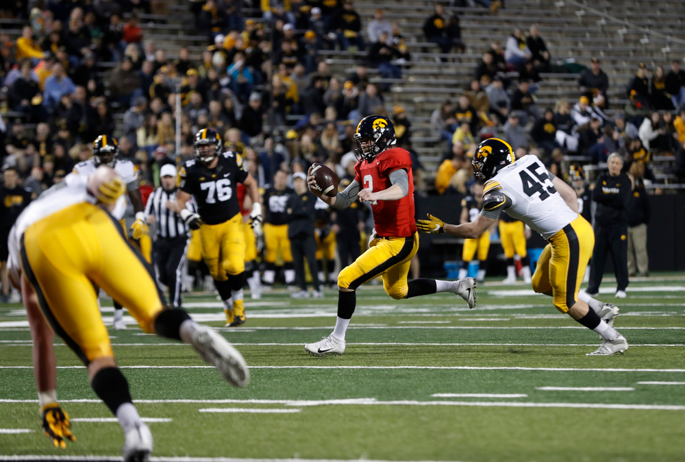 Iowa Hawkeyes quarterback Peyton Mansell (2) during their final spring practice Friday, April 20, 2018 at Kinnick Stadium. (Brian Ray/hawkeyesports.com)