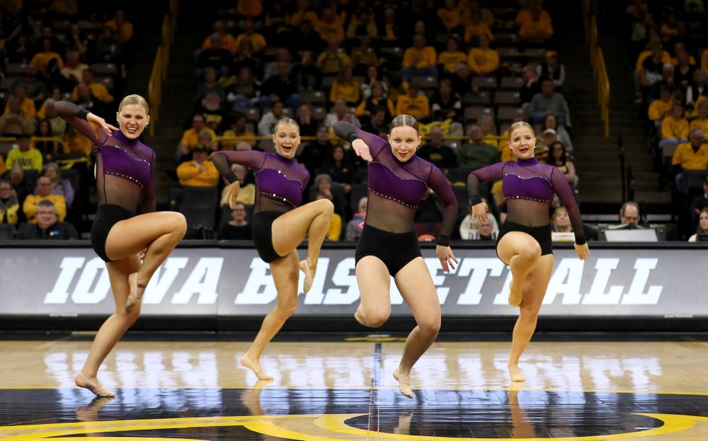 The Iowa Dance Team performs their Jazz Routine at halftime of the Iowa Hawkeyes game against Maryland Thursday, January 9, 2020 at Carver-Hawkeye Arena. (Brian Ray/hawkeyesports.com)
