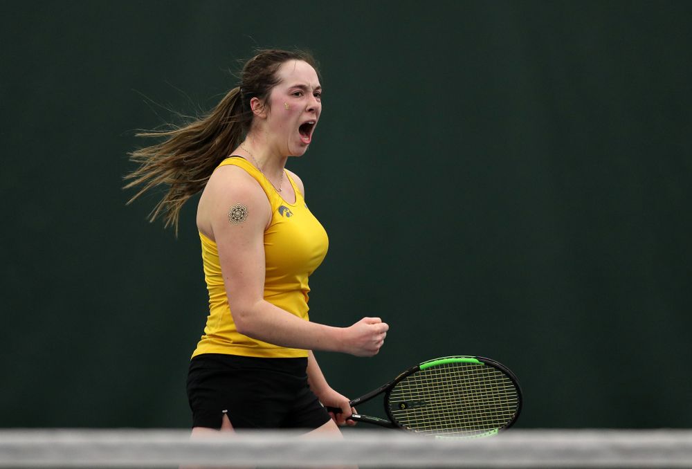 Iowa's Samantha Mannix against the Iowa State Cyclones Friday, February 8, 2019 at the Hawkeye Tennis and Recreation Complex. (Brian Ray/hawkeyesports.com)