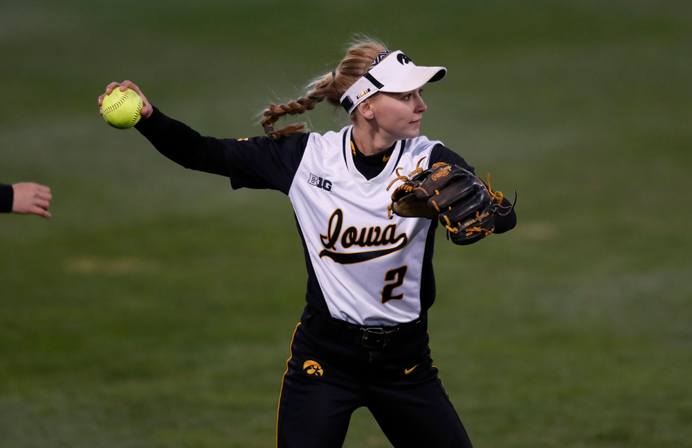 Iowa Hawkeyes infielder Aralee Bogar (2) against Western Illinois Tuesday, April 17, 2018 at Bob Pearl Field. (Brian Ray/hawkeyesports.com)
