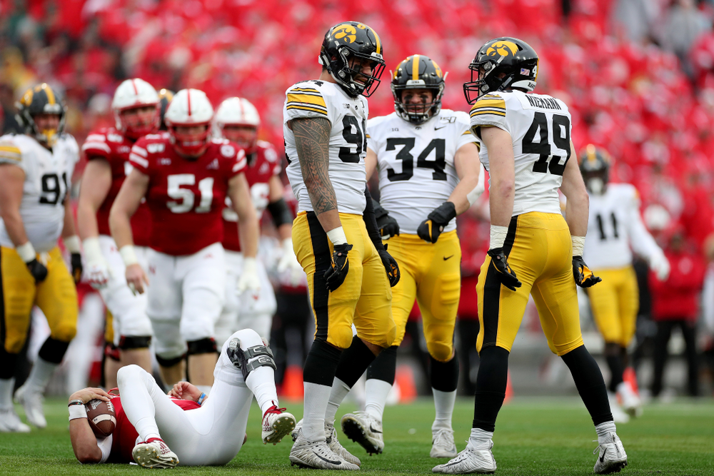 Iowa Hawkeyes defensive end A.J. Epenesa (94) against the Nebraska Cornhuskers Friday, November 29, 2019 at Memorial Stadium in Lincoln, Neb. (Brian Ray/hawkeyesports.com)