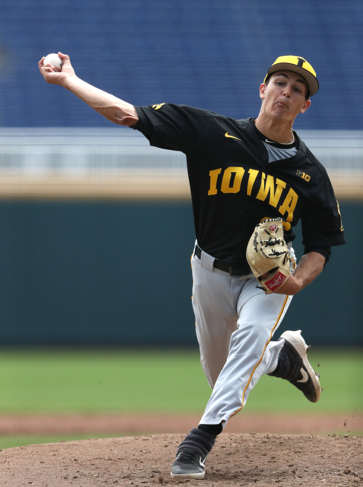 Iowa Hawkeyes Jason Foster (27) against the Nebraska Cornhuskers in the first round of the Big Ten Baseball Tournament Friday, May 24, 2019 at TD Ameritrade Park in Omaha, Neb. (Brian Ray/hawkeyesports.com)