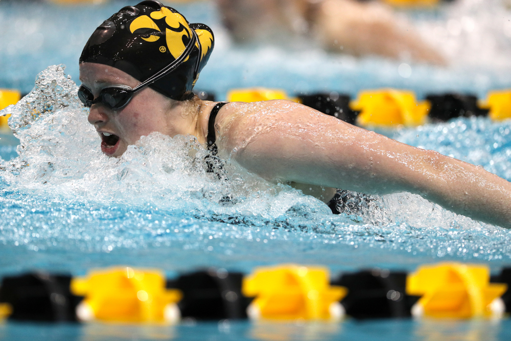 Iowa's Kelsey Drake swims the 200-yard butterfly against the Iowa State Cyclones in the Iowa Corn Cy-Hawk Series Friday, December 7, 2018 at at the Campus Recreation and Wellness Center. (Brian Ray/hawkeyesports.com)