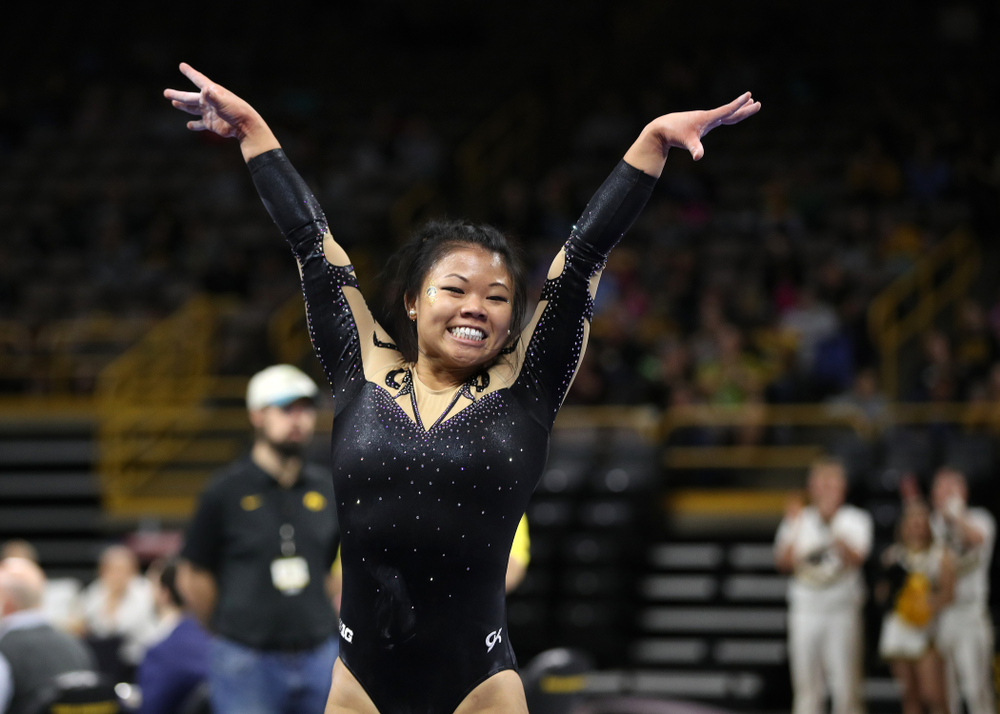 Iowa's Misty-Jade Carlson competes on the beam during their meet against Southeast Missouri State Friday, January 11, 2019 at Carver-Hawkeye Arena. (Brian Ray/hawkeyesports.com)