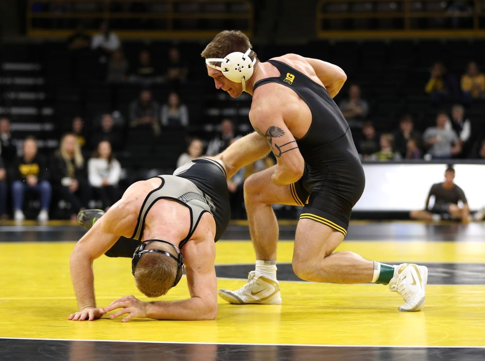 Iowa's Cash Wilcke wrestles Purdue's Max Lyon at 184 pounds Saturday, November 24, 2018 at Carver-Hawkeye Arena. (Brian Ray/hawkeyesports.com)