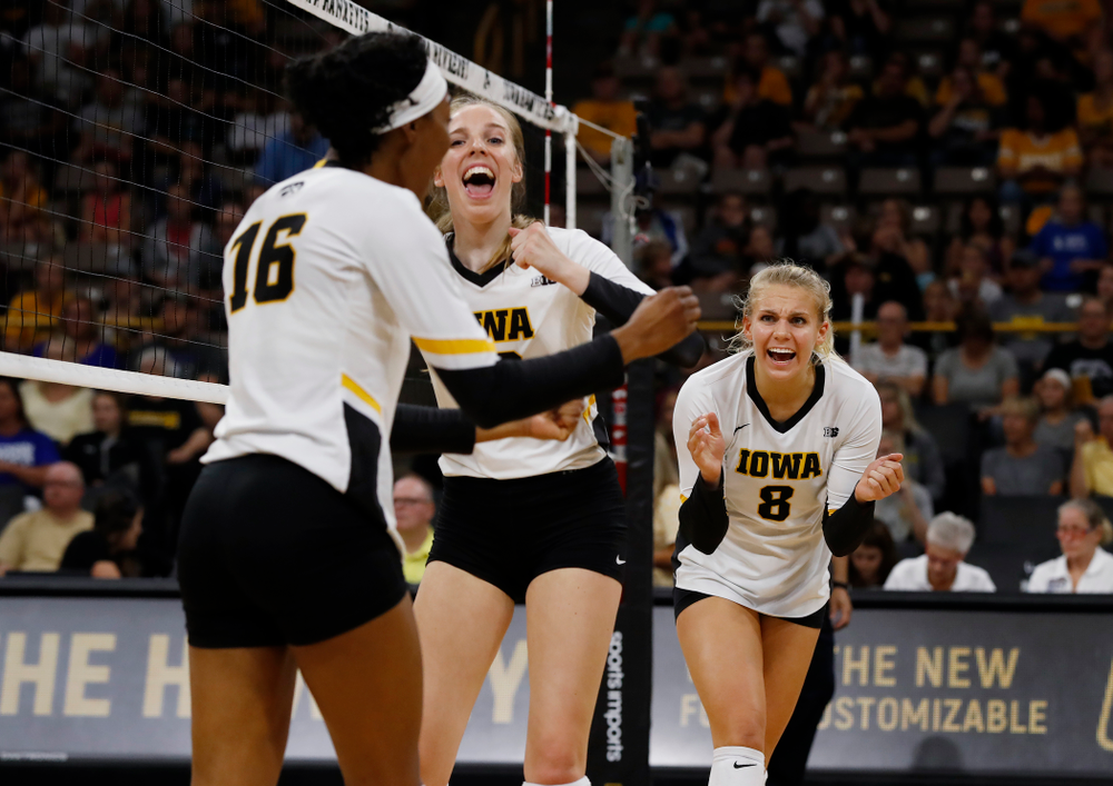 Iowa Hawkeyes right side hitter Reghan Coyle (8) against Eastern Illinois Sunday, September 9, 2018 at Carver-Hawkeye Arena. (Brian Ray/hawkeyesports.com)