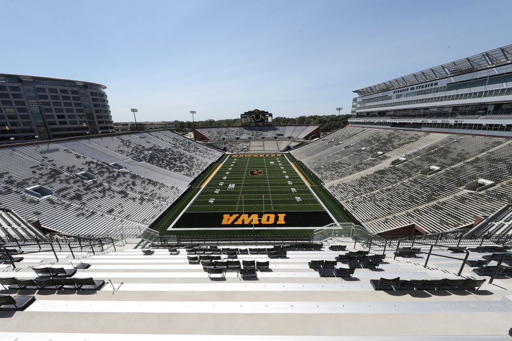 The view from the third level in the new north end zone of Kinnick Stadium Friday, August 9, 2019. (Brian Ray/hawkeyesports.com)