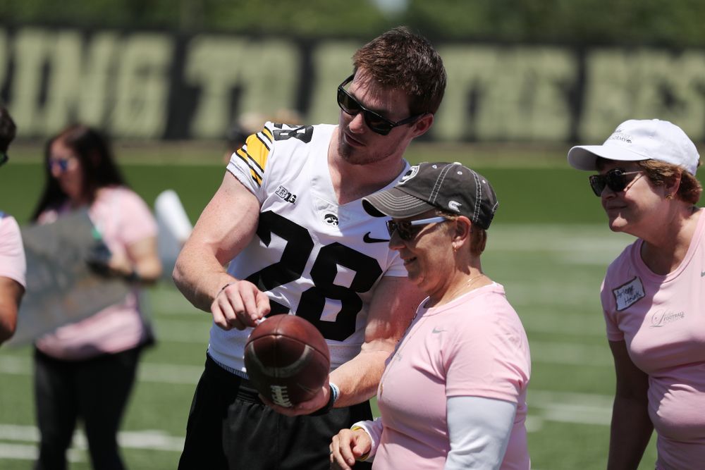 Iowa Hawkeyes defensive back Jack Koerner (28) during the 2019 Iowa Ladies Football Academy Saturday, June 8, 2019 at the Hansen Football Performance Center. (Brian Ray/hawkeyesports.com)