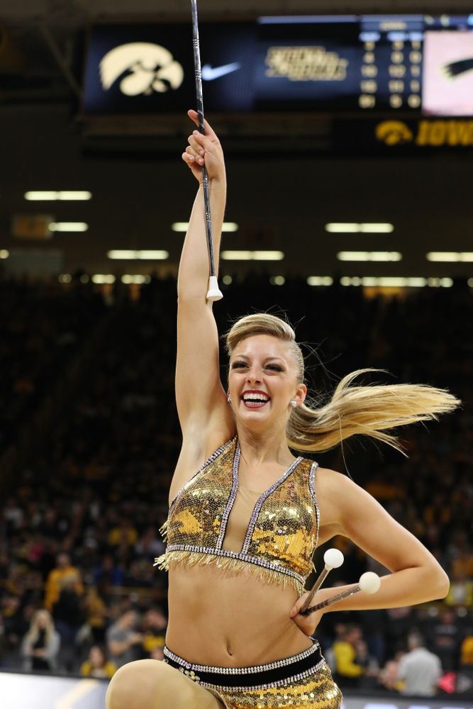 Hawkeye Marching Band Golden Girl ?Kylene Spanbauer performs at halftime of the Iowa Hawkeyes game against the Michigan Wolverines Friday, February 1, 2019 at Carver-Hawkeye Arena. (Brian Ray/hawkeyesports.com)