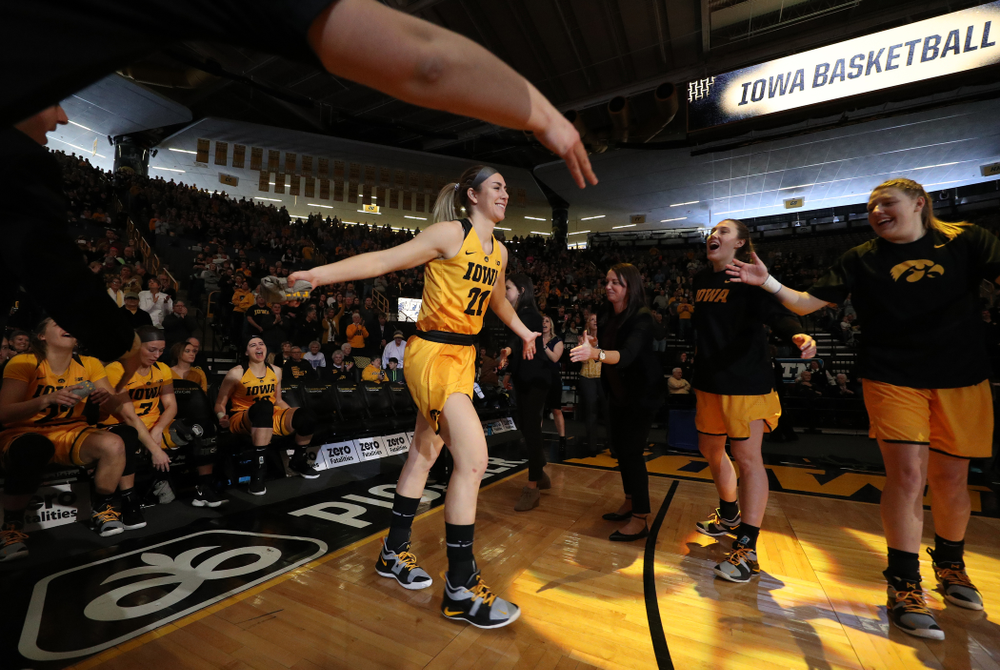 Iowa Hawkeyes forward Hannah Stewart (21) against the Northwestern Wildcats Sunday, March 3, 2019 at Carver-Hawkeye Arena. (Brian Ray/hawkeyesports.com)