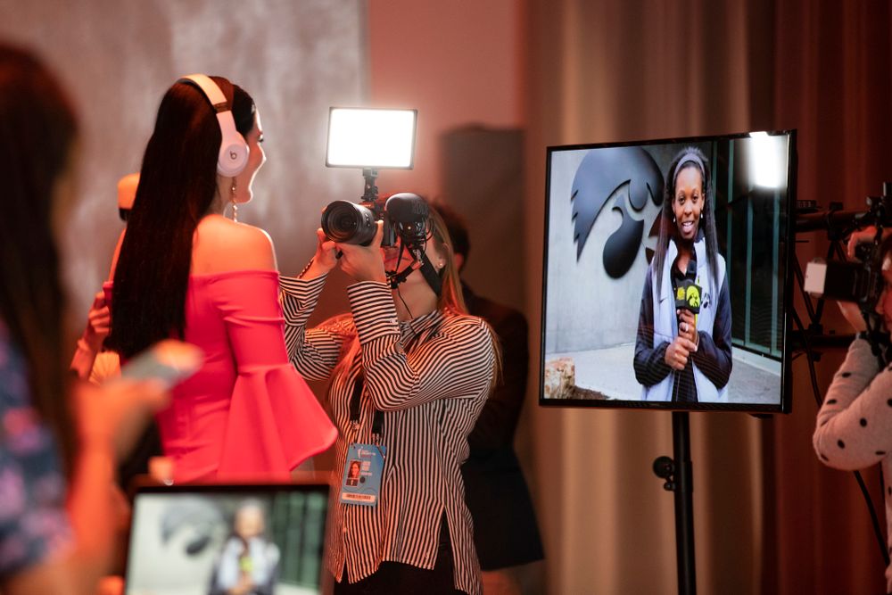 Iowa Hawkeyes forward Megan Gustafson (10) after being selected by the Dallas Wings in the second round of the 2019 WNBA Draft Wednesday, April 10, 2019 at Nike New York Headquarters in New York City. (Brian Ray/hawkeyesports.com)