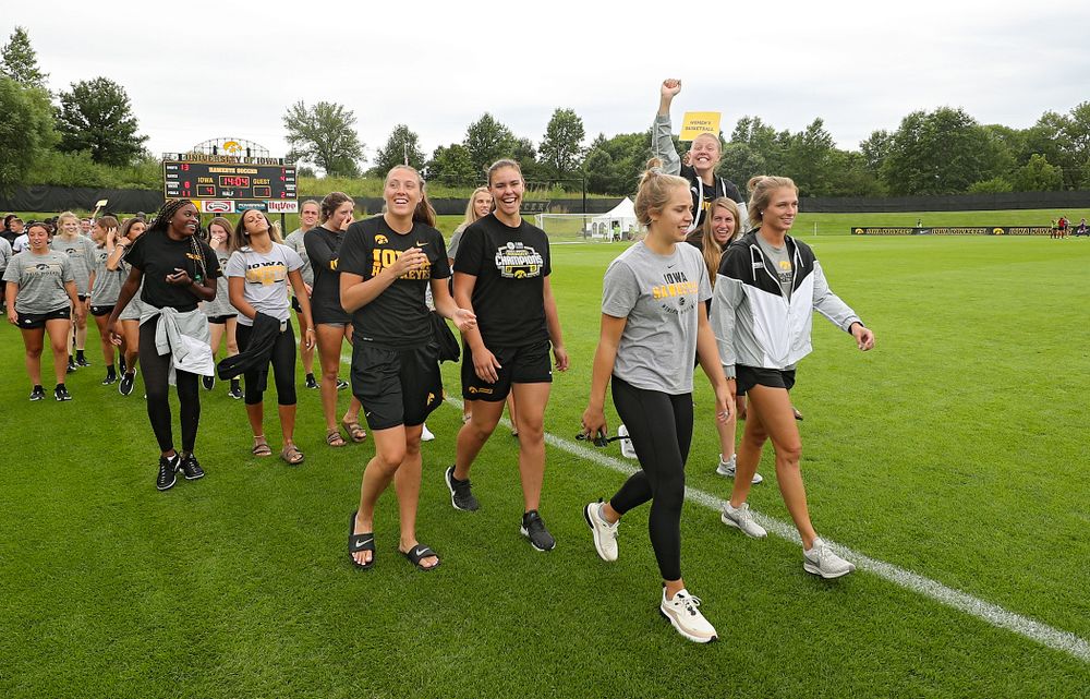 Student-athletes walk in the Parade of Champions during the Student-Athlete Kickoff at the Iowa Soccer Complex in Iowa City on Sunday, Aug 25, 2019. (Stephen Mally/hawkeyesports.com)