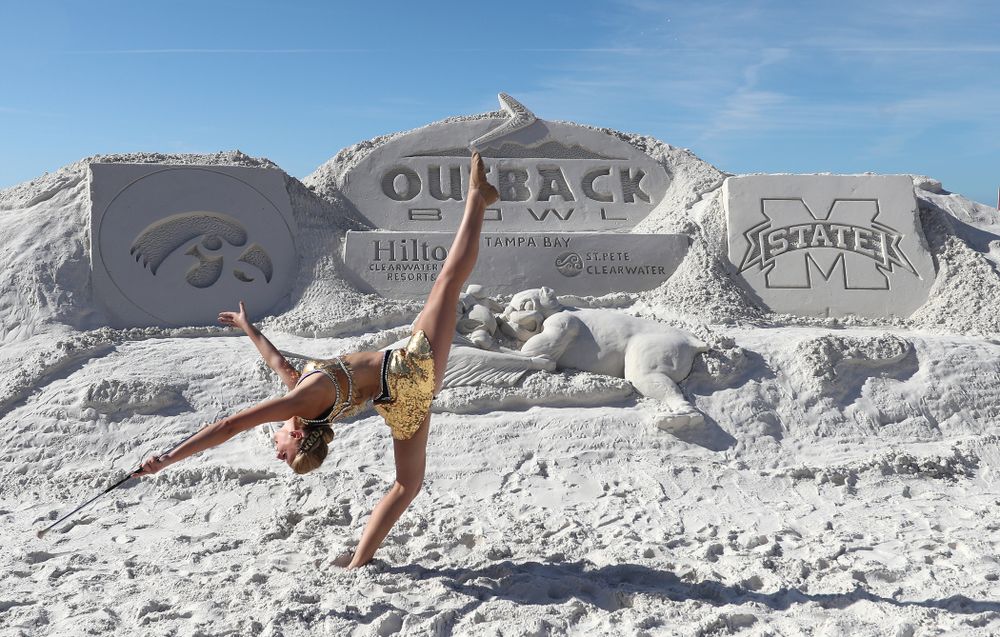 Hawkeye Marching Band Golden Girl Kylene Spanbauer during the Outback Bowl Beach Day Sunday, December 30, 2018 at Clearwater Beach. (Brian Ray/hawkeyesports.com)