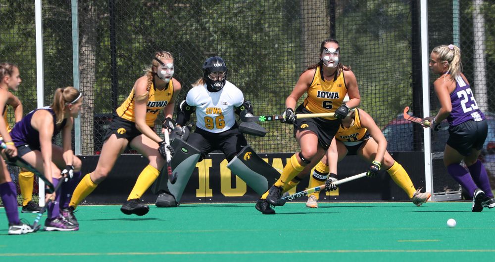 Iowa Hawkeyes goaltender Leslie Speight (96) during an exhibition game against Northwestern Saturday, August 24, 2019 at Grant Field. (Brian Ray/hawkeyesports.com)
