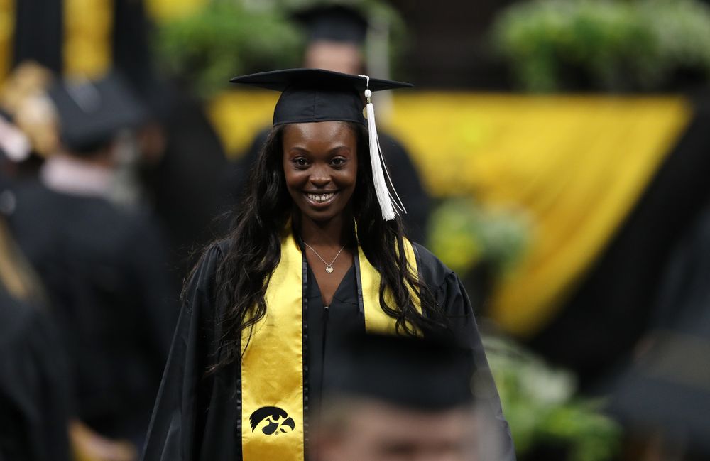 Iowa WomenÕs Tennis player Adorabol Huckleby during the College of Liberal Arts and Sciences spring commencement Saturday, May 11, 2019 at Carver-Hawkeye Arena. (Brian Ray/hawkeyesports.com)