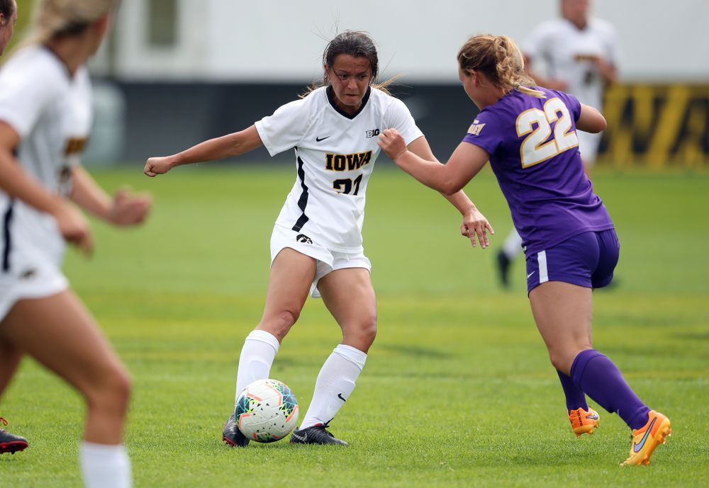 Iowa Hawkeyes forward Emma Tokuyama (21) during a 6-1 win over Northern Iowa Sunday, August 25, 2019 at the Iowa Soccer Complex. (Brian Ray/hawkeyesports.com)